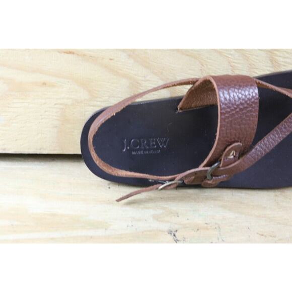 J. crew Sandals 7 Womens Brown Leather Upper and Sole Buckle Arch Support Italy - Picture 6 of 8